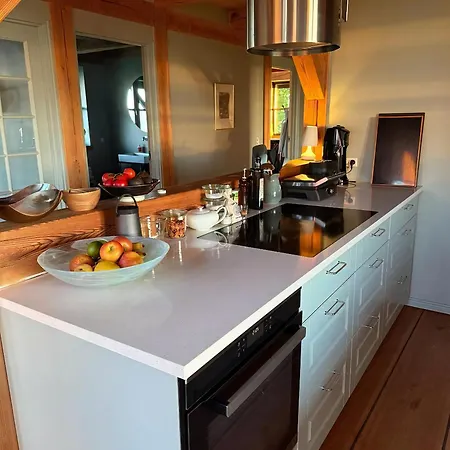 Log House With Views Of Sea Fjord And *